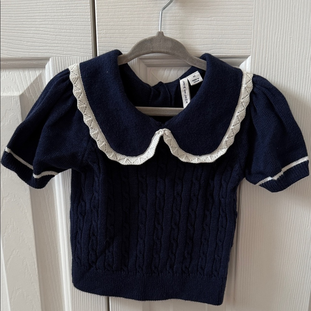 Janie and Jack Navy Sweater with White Accents